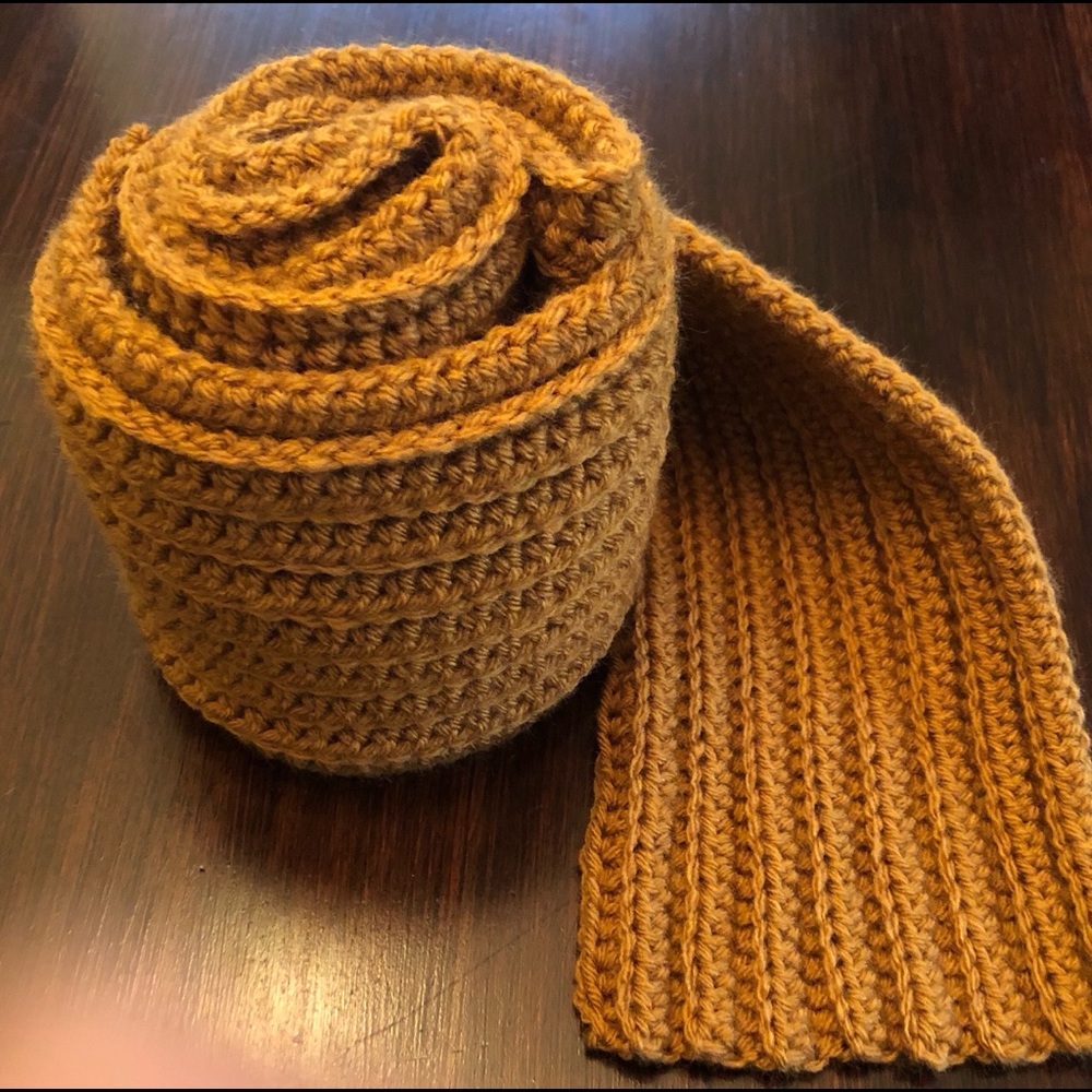 Handmade Crocheted Mustard Scarf